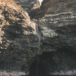 a rocky mountain with trees in the background